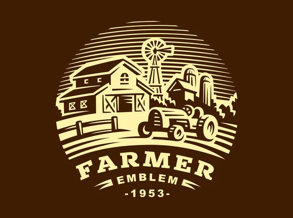 Illustrazione logo fattoria in stile vintage — Vettoriale Stock