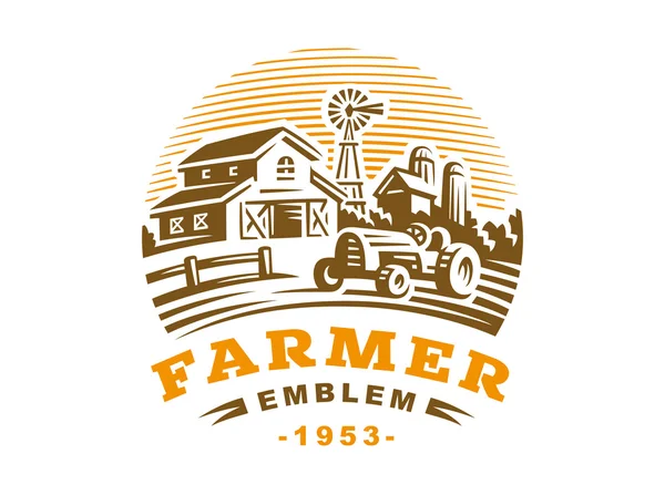 Illustrazione logo fattoria in stile vintage — Vettoriale Stock