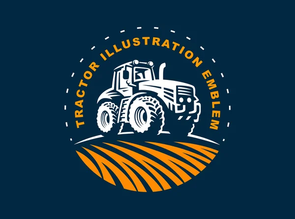 Ilustrasi logo traktor, desain lambang - Stok Vektor