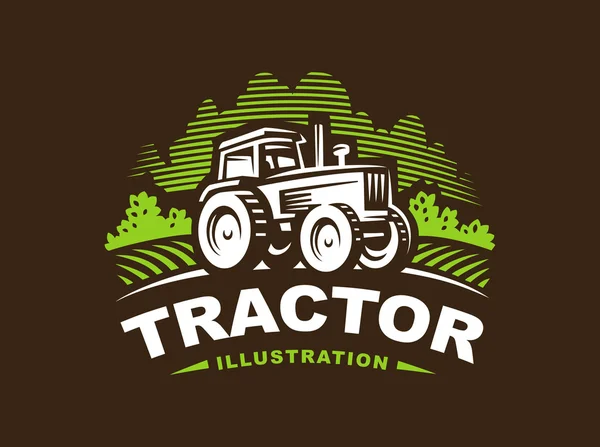 Ilustrasi logo traktor, desain lambang - Stok Vektor