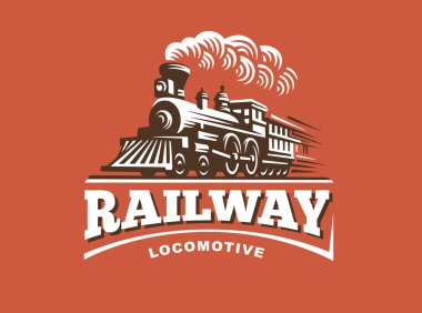 Locomotive logo illustration, vintage style emblem clipart