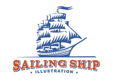 Sailing ship illustration on light background clipart