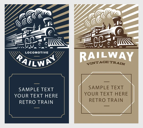 Locomotiva pôster ilustração, emblema estilo vintage —  Vetores de Stock