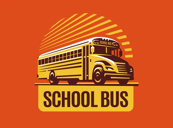 Illustration d'autobus scolaire sur fond clair, emblème — Image vectorielle