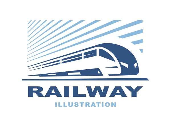 Ilustración del logo del tren sobre fondo claro, emblema — Vector de stock