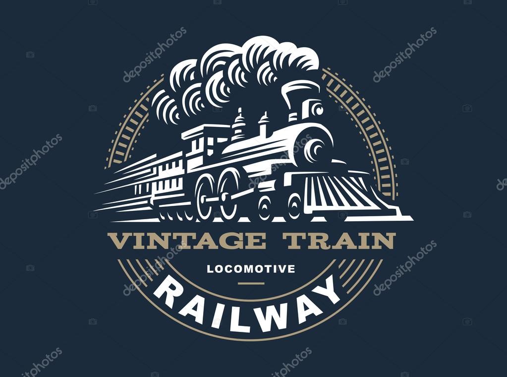 Locomotive logo illustration, vintage style emblem design