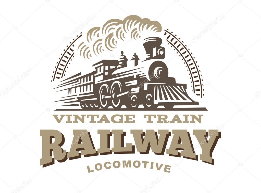 Locomotive logo illustration, vintage style emblem design