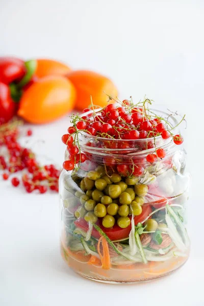 Lleve Almuerzo Vegetariano Frasco Una Dieta Saludable Alimentos Crudos — Foto de Stock