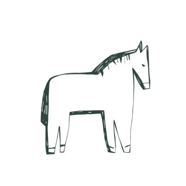 Markalaşma, poster tasarımı ve yaşam tarzı paketleme için modern geometrik at figürü. Vektör illüstrasyonu.