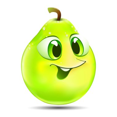 karikatür yeşil armut