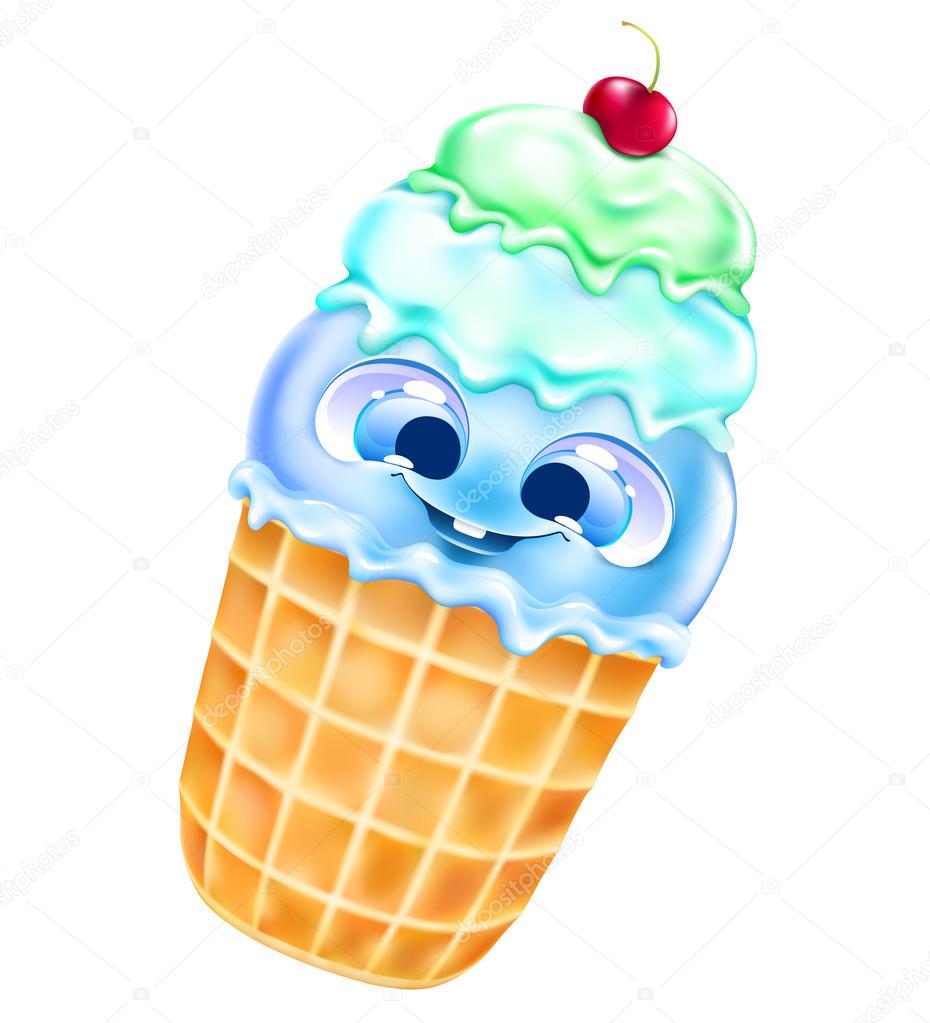Lustige Eis in einer Waffel-Tasse — Stockvektor #118109776