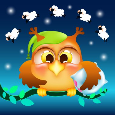 baykuş bir yastık ve koyun