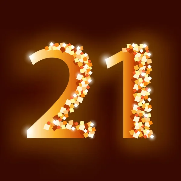 Years Celebration Logotype Golden Color Number Birthday New Year Dark — Stock Vector