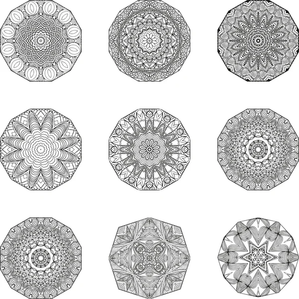 Conjunto de Mandala de símbolo mágico indio étnico . Gráficos vectoriales