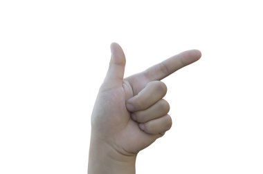 El presler düğmeye beyaz arka plan üzerinde izole