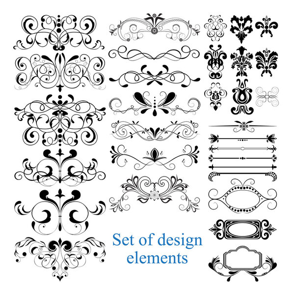 Set of calligraphic design elements