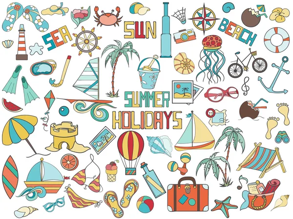 Yaz doodle el çizilmiş semboller