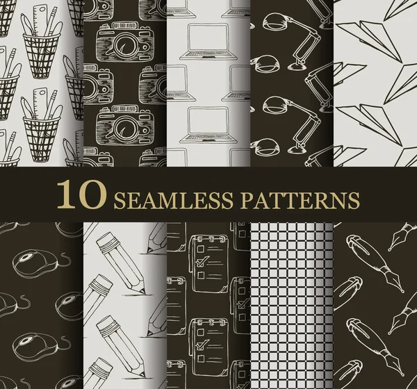 Set of 10 seamless business patterns — Stock Vector