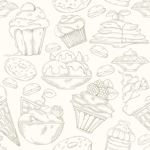 Cakes seamless pattern — Stock Vector