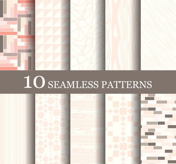 Set of 10 seamless retro patterns — Stock Vector