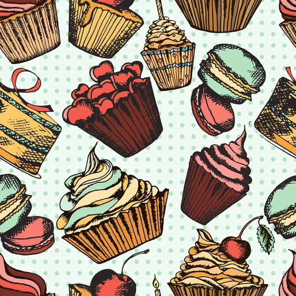 Cakes seamless pattern — Stock Vector