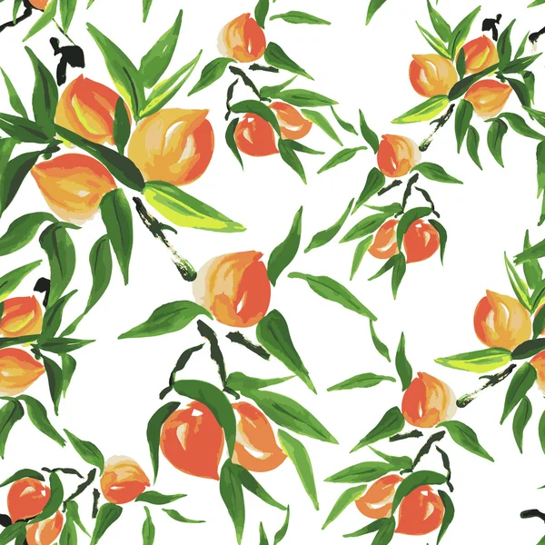 Peaches patrón sin costuras — Vector de stock