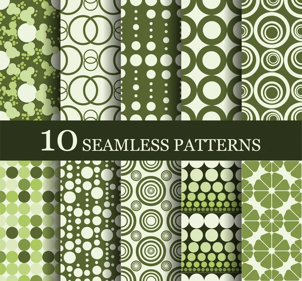 Set of 10 seamless retro patterns — Stock Vector