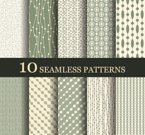 Set of 10 seamless retro patterns — Stock Vector