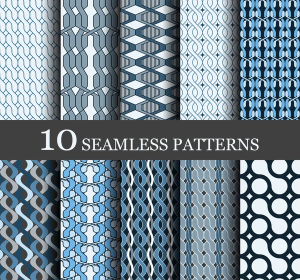 Set of 10 seamless abstract patterns — Stock Vector