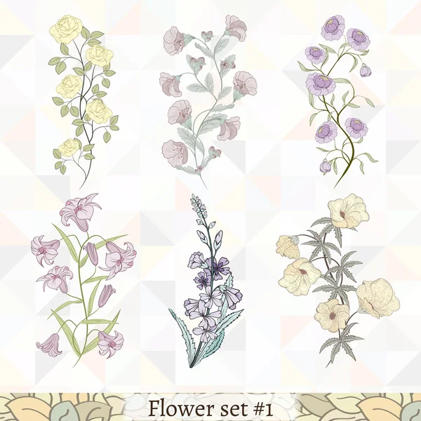 Conjunto de flores website decoração — Vetor de Stock