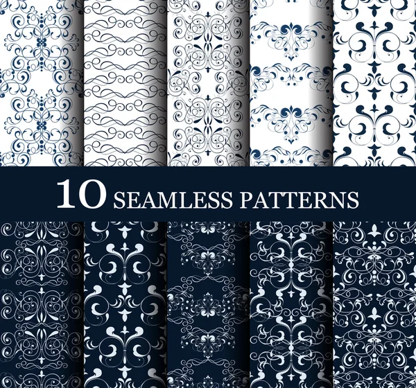 10 완벽 한 복고풍 패턴의 집합 — 스톡 벡터