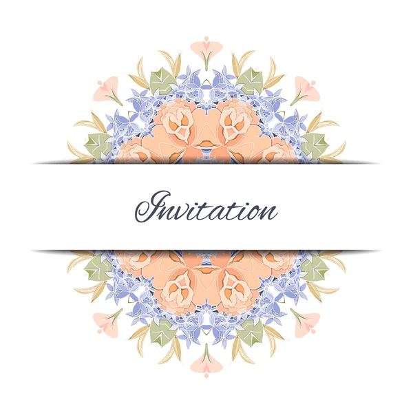 Mandala virágok dekoratív kártya — Stock Vector