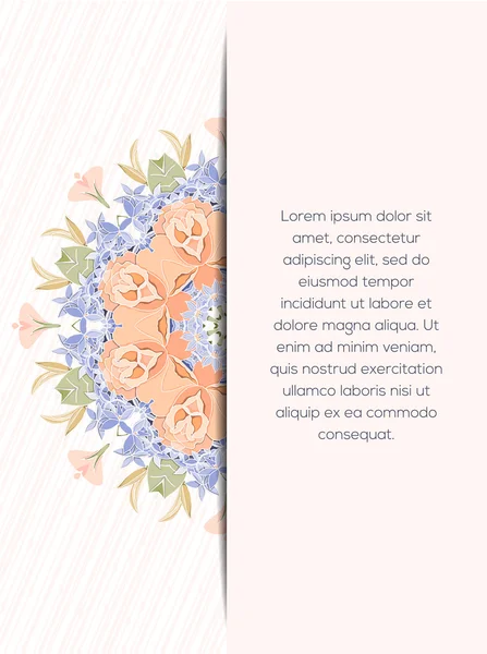 Mandala çiçekleri dekoratif kart — Stok Vektör