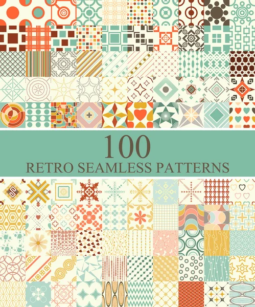 Conjunto de 100 padrões retro sem costura —  Vetores de Stock