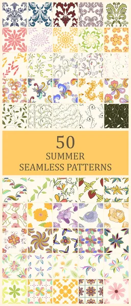 Set of summer seamless patterns — Stock Vector