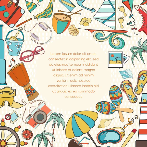 Carte d'invitation doodle été — Image vectorielle