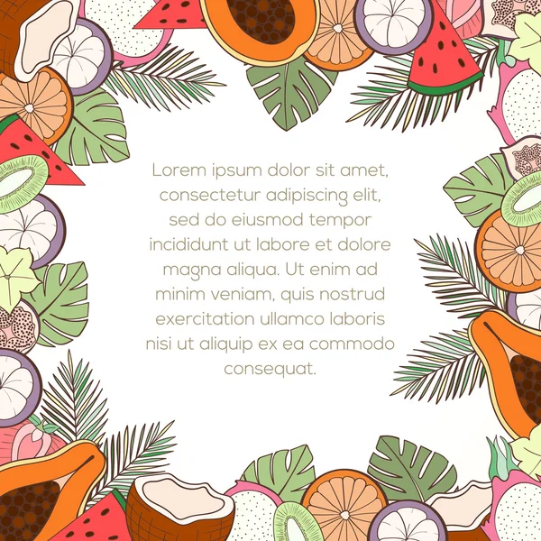 Exotic fruit invitation card — Stock Vector