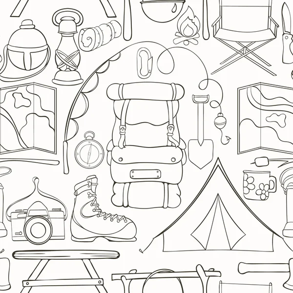 Seamless camping pattern — Stock Vector