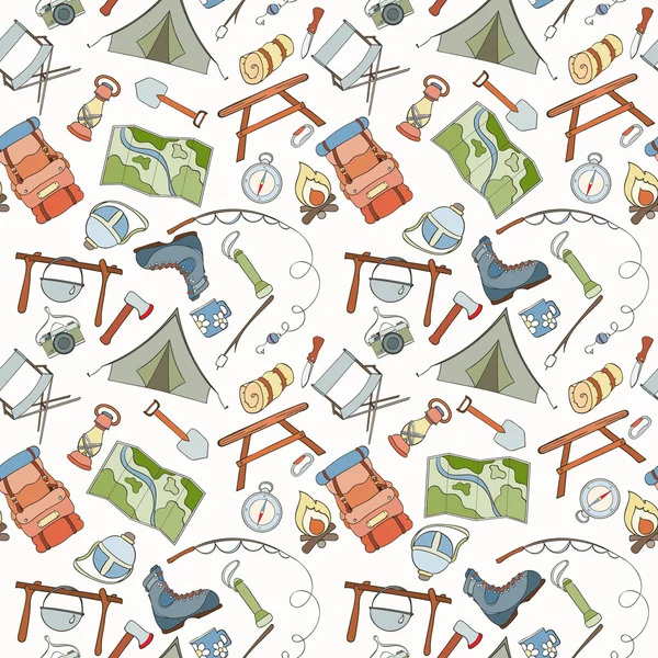 Seamless camping pattern — Stock Vector