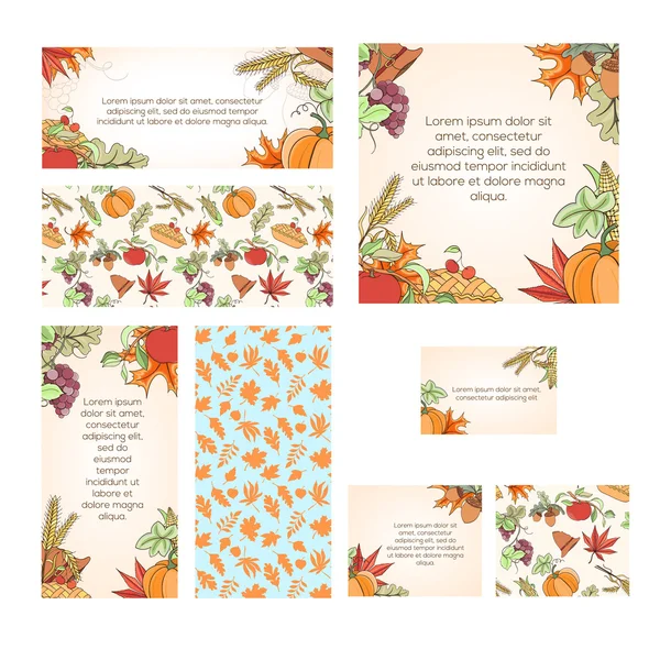 Set de tarjetas navideñas de Acción de Gracias — Archivo Imágenes Vectoriales
