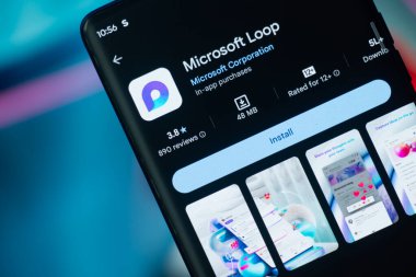 Dhaka, Bangladeş 26 Aralık 2025: Telefon ekranında Microsoft Loop logosu.