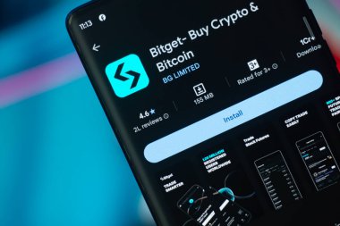 Dhaka, Bangladeş 22 Aralık 2025: Bu resimde Bitget logosu akıllı bir telefondan gösteriliyor.
