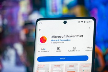 Dhaka, Bangladeş 26 Aralık 2025: Microsoft Powerpoint uygulaması akıllı telefonda. Microsoft PowerPoint, Microsoft tarafından geliştirilen bir sunum programıdır..