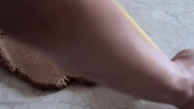 Bir kız hamur fırında kurabiye için hazırlar