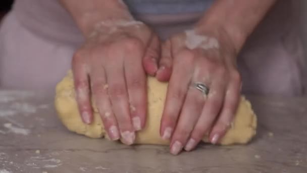 Una chica prepara la masa para hornear galletas — Vídeo de stock