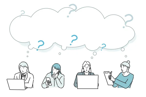 İş adamları - çoklu - sorgulama - üst vücut - kadın - sorunlu - sorgulama - simge - basit vektör illüstrasyon materyali