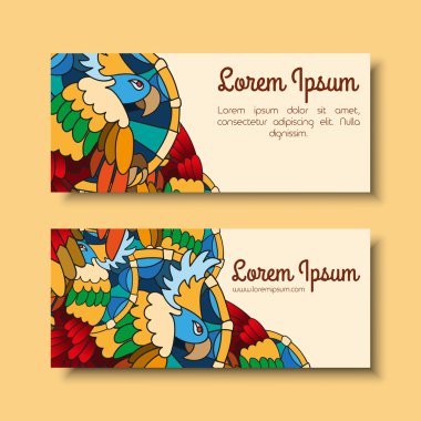 Elle çizilmiş papağan ile parlak afiş 