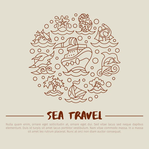 Deniz seyahat karakterleri desen — Stok Vektör