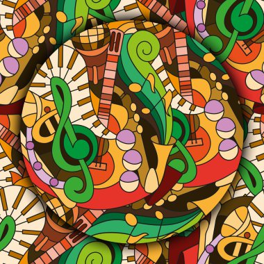 Doodle müzik aletleri ile dikişsiz desen