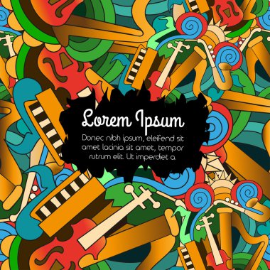 Doodle müzik aletleri ile dikişsiz desen